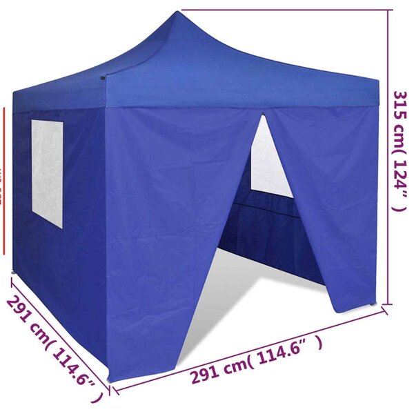 Vidaxl összecsukható pavilon 4 fallal 3 x 3 m, kék