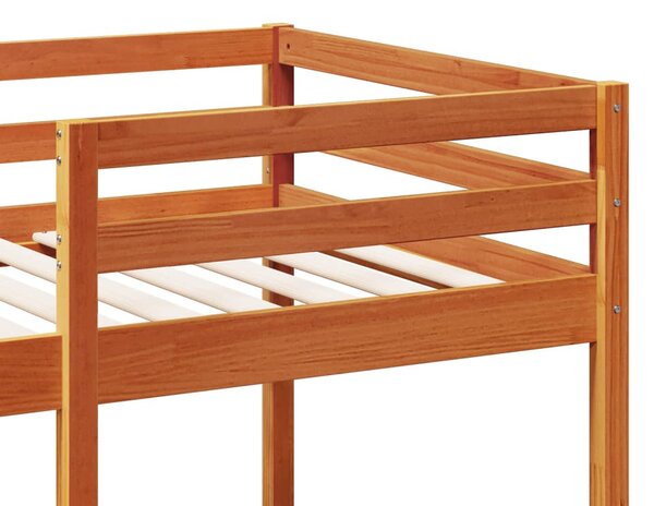 Viaszbarna tömör fenyő galériaágy-keret matrac nélkül 75x190 cm