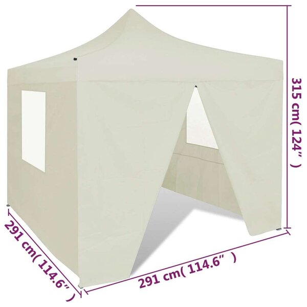 Összecsukható Pavilon, 4 Oldalfallal, 3x3m, Krém