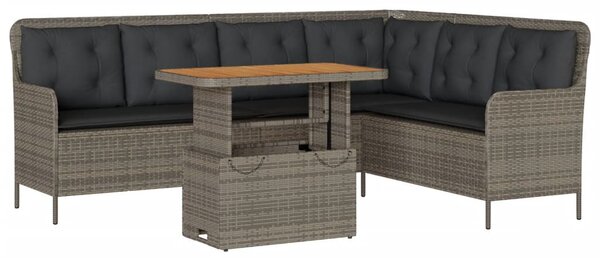 2 részes szürke polyrattan kerti kanapészett párnákkal
