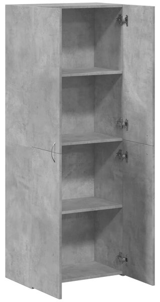 Betonszürke szerelt fa irattartó szekrény 60 x 32 x 153 cm