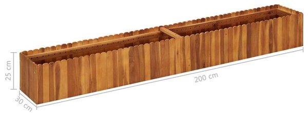 VidaXL Akácfa Magaságyás - 200x30x25 cm