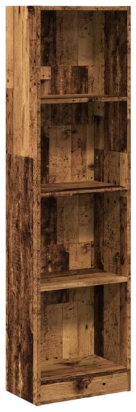 Antik fa színű szerelt fa könyvespolc 40 x 24 x 176 cm