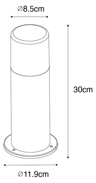 Álló kültéri lámpa fekete füstös árnyékolóval 30 cm IP44 - Odense