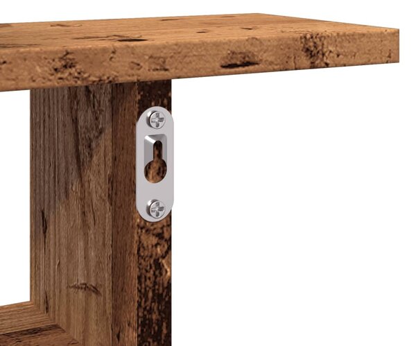 2 db antik fa színű szerelt fa fali polc 50 x 12 x 50 cm