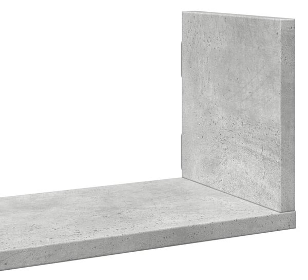 3 db betonszürke szerelt fa fali polc 58 x 18 x 18 cm