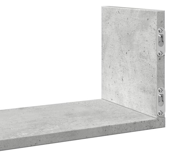 3 db betonszürke szerelt fa fali polc 58 x 18 x 18 cm