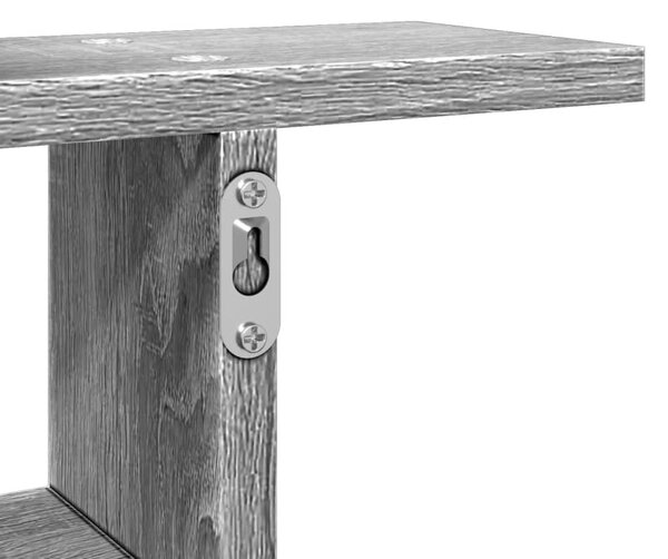 2 db szürke sonoma színű szerelt fa fali polc 38 x 12 x 38 cm