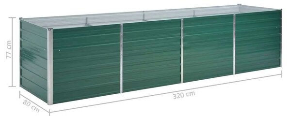 GardenLine Kerti Magaságyás - Zöld Acél - 320x80x77 cm