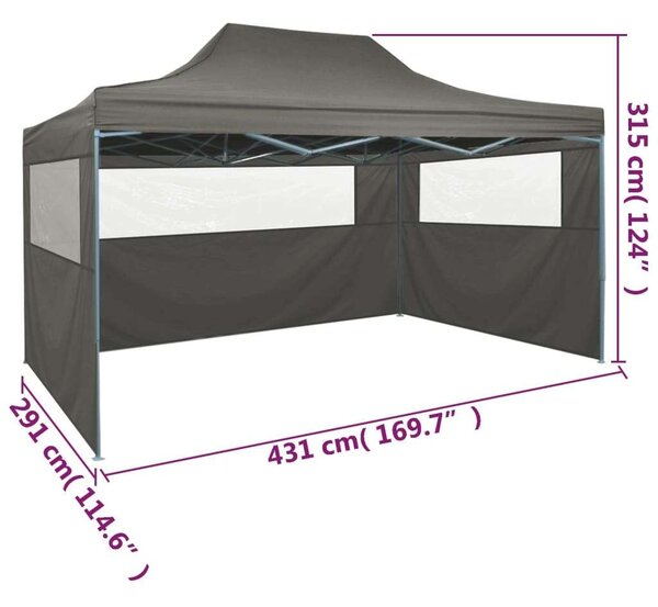 Blumfeldt - Összecsukható Pavilon - 3x4,5m - Antracitszürke