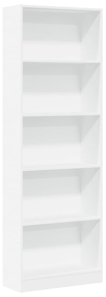 Fehér, rétegelt fa könyvespolc 60 x 24 x 176 cm