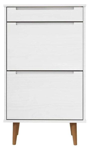 VidaXL Fehér Fenyőfa Cipőtartó Szekrény - 3 Fiókos - 59,5x35x103 cm