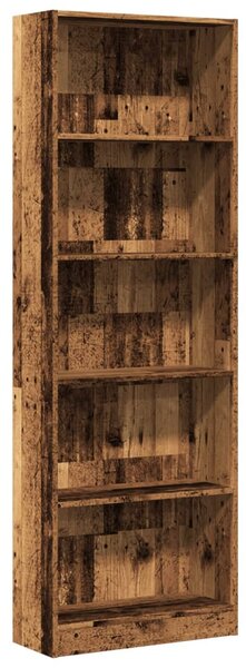 Antik fa színű szerelt fa könyvespolc 60 x 24 x 176 cm