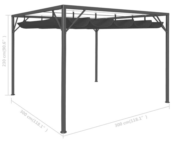 VidaXL Kerti Pavilon - Behúzható Ponyva - 3x3m
