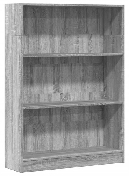Szürke sonoma színű szerelt fa könyvespolc 80 x 24 x 109 cm