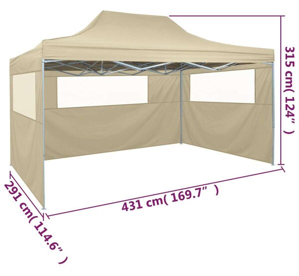 VidaXL Party Sátor - Összecsukható - 3x4,5m - Krémszínű