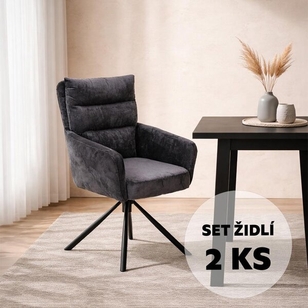 AVENBERG TESSA Forgó étkezőszék szett - 2 db, sötétszürke
