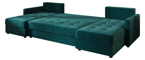 VENORIA U alakú kihúzható ülőgarnitúra, 285x146 cm, petrolkék + 2 párna INGYEN