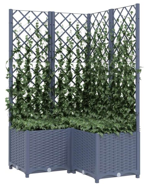 Sötétszürke pp rácsos kerti ültetőláda 80 x 80 x 136 cm