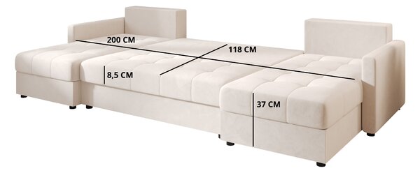 VENORIA U alakú kihúzható ülőgarnitúra, 285x146 cm, bézs + 2 párna INGYEN