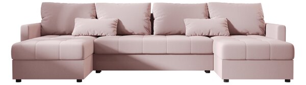 VENORIA U alakú kihúzható ülőgarnitúra, 285x146 cm, púderrózsaszín + 2 párna INGYEN