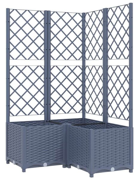 Sötétszürke pp rácsos kerti ültetőláda 80 x 80 x 136 cm