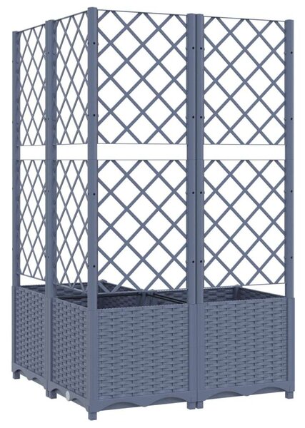 Sötétszürke pp rácsos kerti ültetőláda 80 x 80 x 136 cm