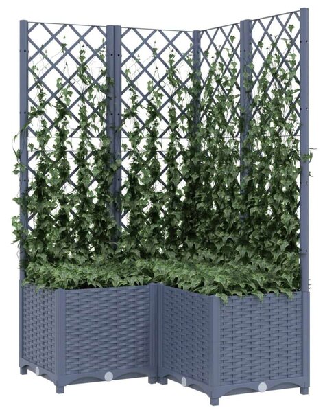 Sötétszürke pp rácsos kerti ültetőláda 80 x 80 x 136 cm