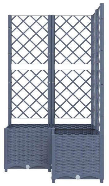Sötétszürke pp rácsos kerti ültetőláda 80 x 80 x 136 cm