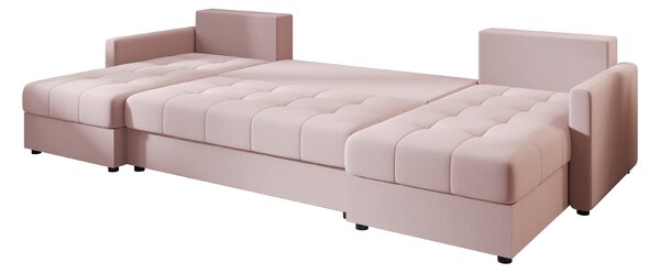 VENORIA U alakú kihúzható ülőgarnitúra, 285x146 cm, púderrózsaszín + 2 párna INGYEN