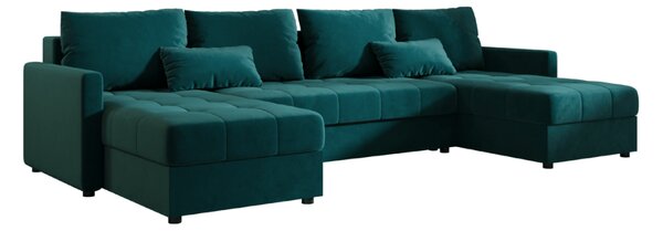 VENORIA U alakú kihúzható ülőgarnitúra, 285x146 cm, petrolkék + 2 párna INGYEN