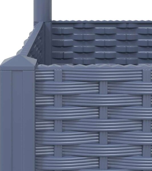 Sötétszürke pp rácsos kerti ültetőláda 80 x 80 x 136 cm