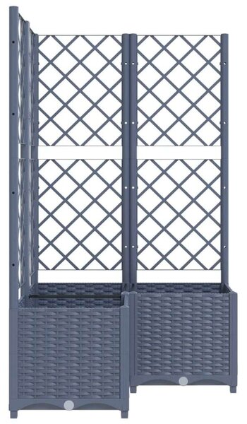Sötétszürke pp rácsos kerti ültetőláda 80 x 80 x 136 cm