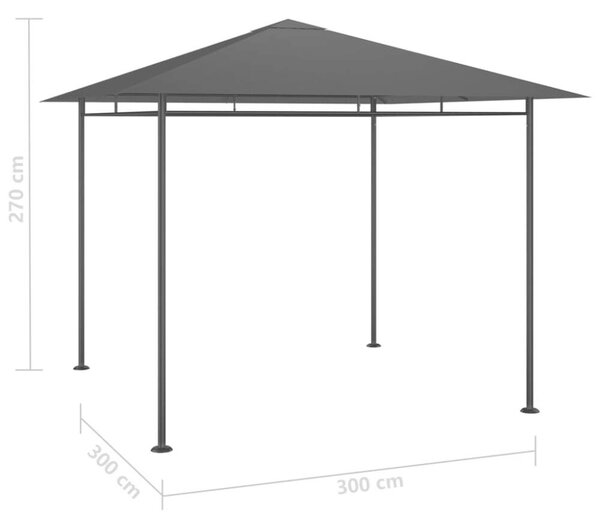 Acél Pavilon - 3x3x2,7m - Antracitszürke - 180g/m²
