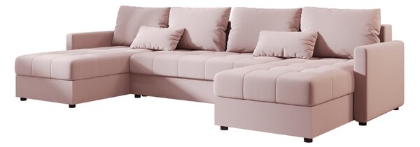 VENORIA U alakú kihúzható ülőgarnitúra, 285x146 cm, púderrózsaszín + 2 párna INGYEN
