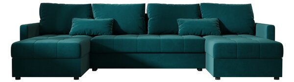 VENORIA U alakú kihúzható ülőgarnitúra, 285x146 cm, petrolkék + 2 párna INGYEN
