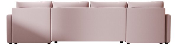 VENORIA U alakú kihúzható ülőgarnitúra, 285x146 cm, púderrózsaszín + 2 párna INGYEN