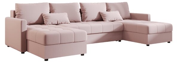 VENORIA U alakú kihúzható ülőgarnitúra, 285x146 cm, púderrózsaszín + 2 párna INGYEN