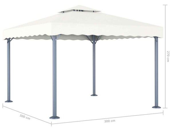 VidaXL Kerti Alumínium Pavilon - 300x300 cm - Krémszínű