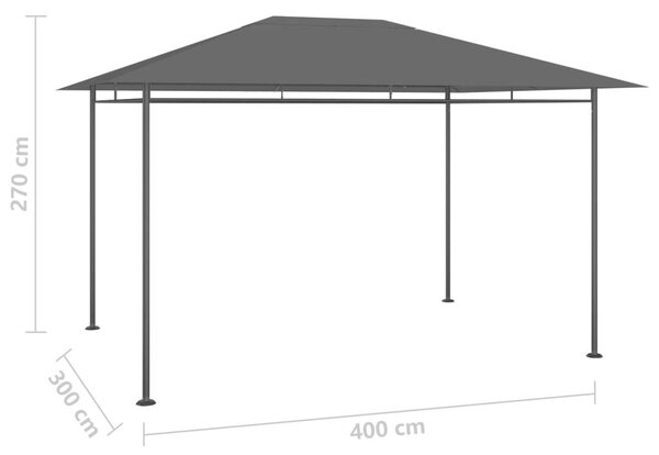 Acél Pavilon - Kerti Sátor - 4x3x2,7m - Antracitszürke