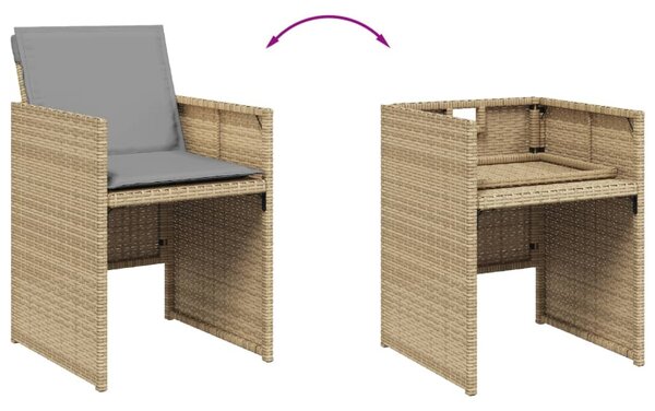 11részes vegyes bézs polyrattan kerti étkezőgarnitúra párnákkal
