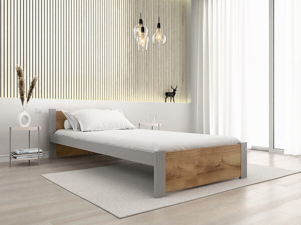 Ágy IKAROS 90 x 200 cm, tölgy artisan/szürke Ágyrács: Léces ágyrács, Matrac: Matrac nélkül