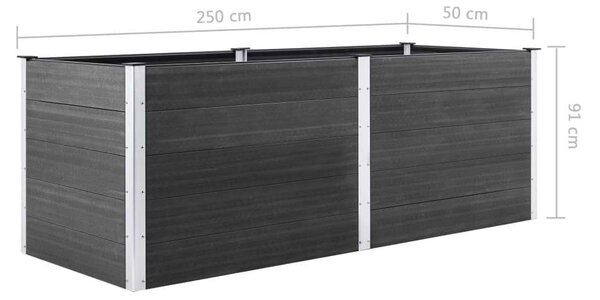 VidaXL WPC Magaságyás - Szürke - 250x50x91 cm