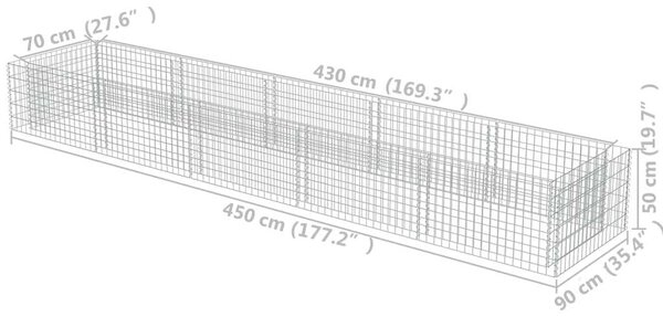Gabion Magaságyás - 450x90x50 cm