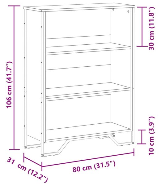 Barna tölgy színű szerelt fa könyvszekrény 80 x 31 x 106 cm