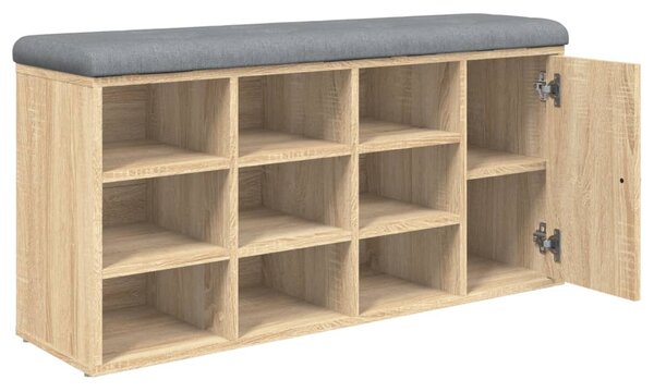 Sonoma tölgy színű szerelt fa cipőtároló pad 102 x 32 x 50 cm