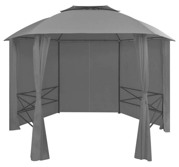 VidaXL Kerti Pavilon - Hatszögletű - Függönnyel - 360cm