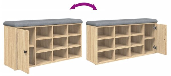 Sonoma tölgy színű szerelt fa cipőtároló pad 102 x 32 x 50 cm