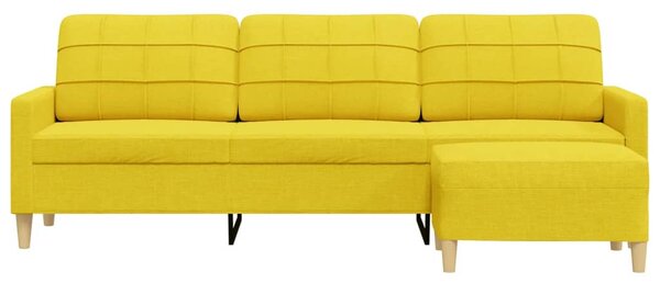 3 személyes világossárga szövet kanapé lábtartóval 210 cm