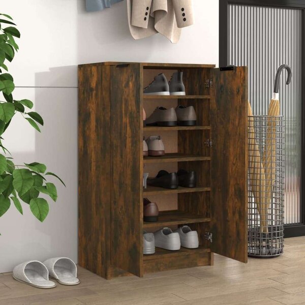 VidaXL Füstös Tölgy Cipőtartó Szekrény - Fa - 59x35x100 cm